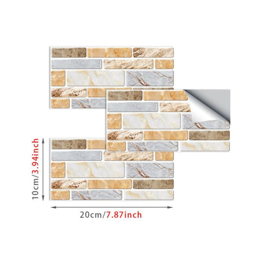 9pcs Mosaic Marble Bricks Self - adhesive Bathroom Kitchen