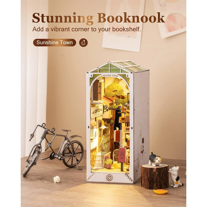 Diy Book Nook Kit 3d Wooden Puzzle Bookshelf With Led