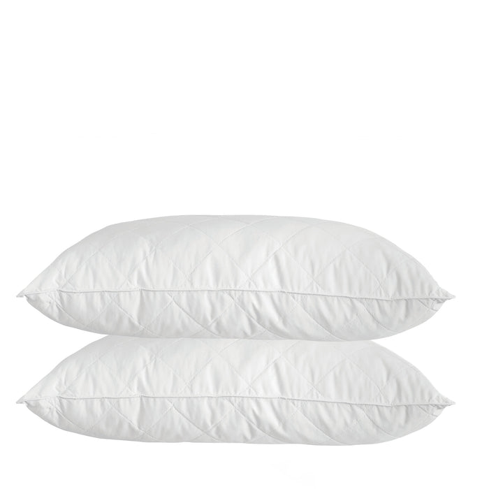 Luxury Bamboo Blend Quilted Pillow Twin Pack Extra Fill Support