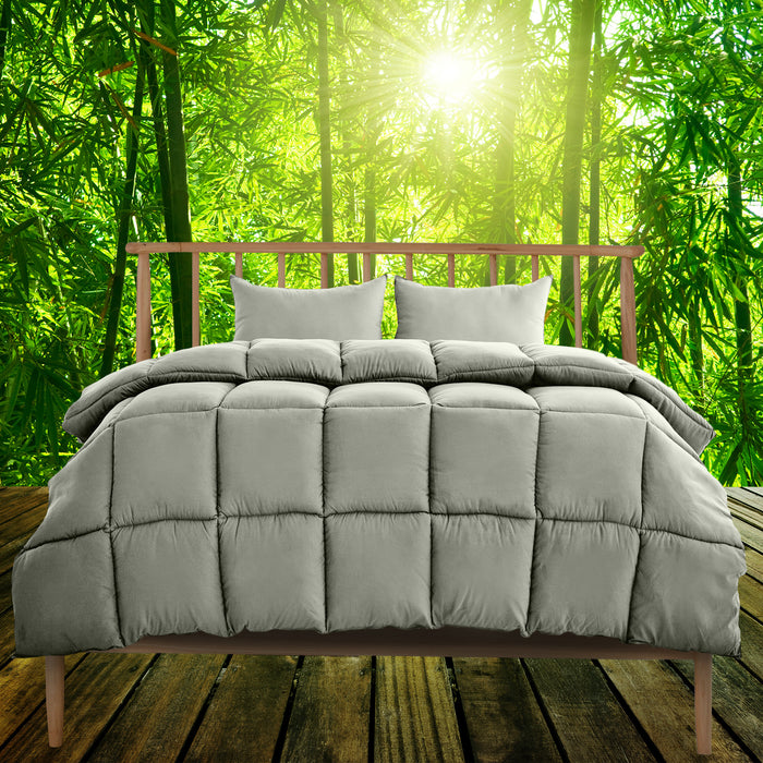 350Gsm Charcoal Bamboo Quilt Luxury Bedding Duvet All Seasons - Double - Charcoal