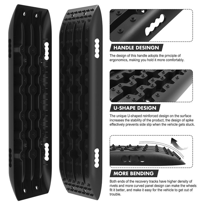 Recovery Tracks Gen 2.0 10T Sand Mud Snow 2 Pairs Offroad 4Wd 4X4 2Pc 91Cm Black