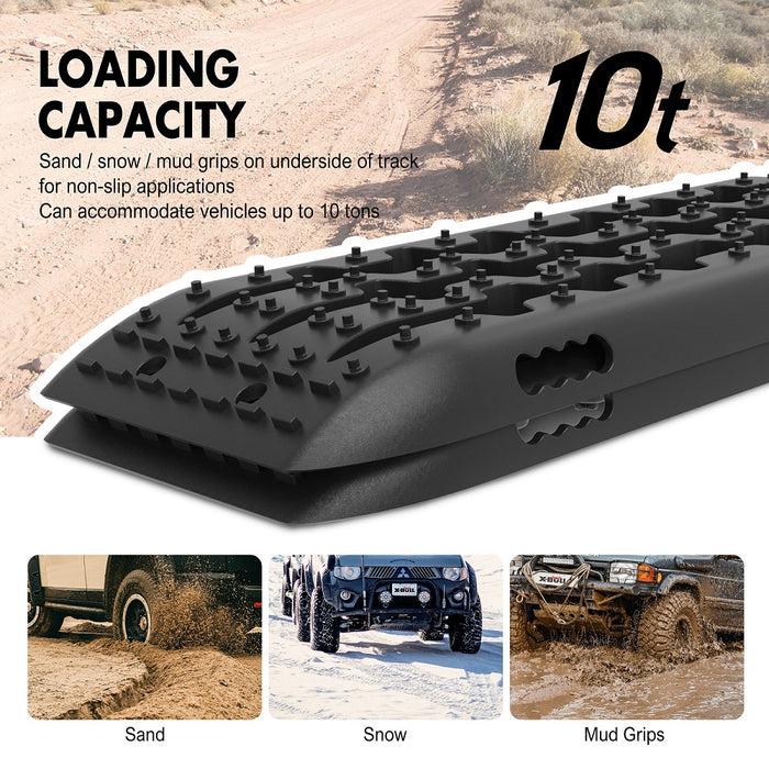 Recovery Tracks Gen 2.0 10T Sand Mud Snow 2 Pairs Offroad 4Wd 4X4 2Pc 91Cm Black