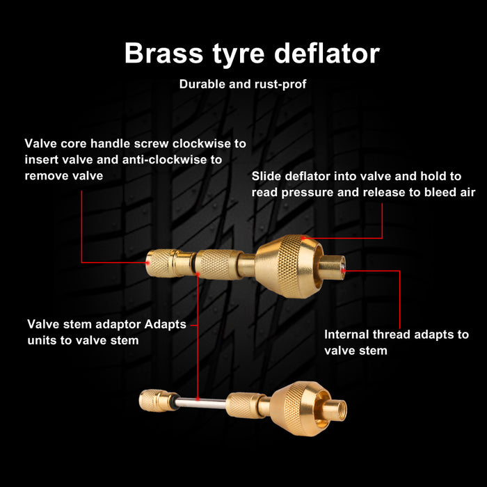 Tyre Deflators Tire Automatic 4Wd Pressure Gauge 4 Brass Deflator