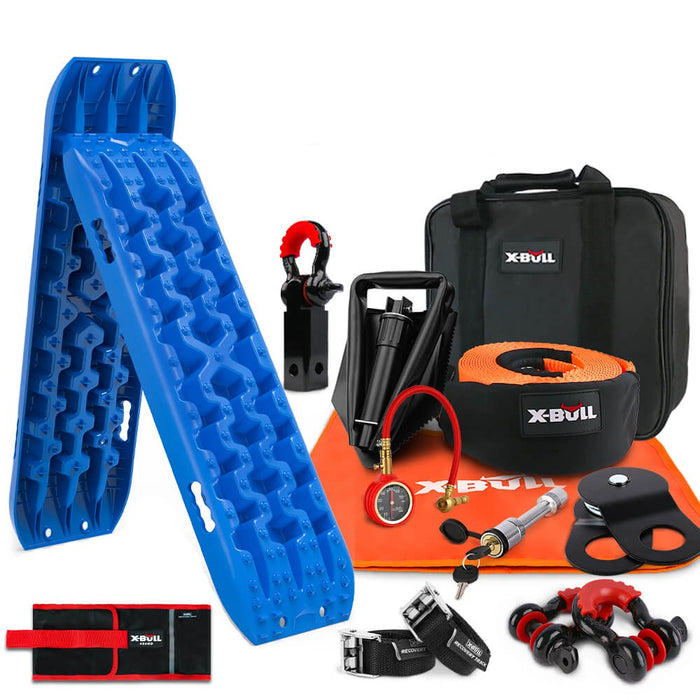 Winch Recovery Kit With Recovery Tracks Boards Gen 3.0 Snatch Strap Off Road 4Wd Blue
