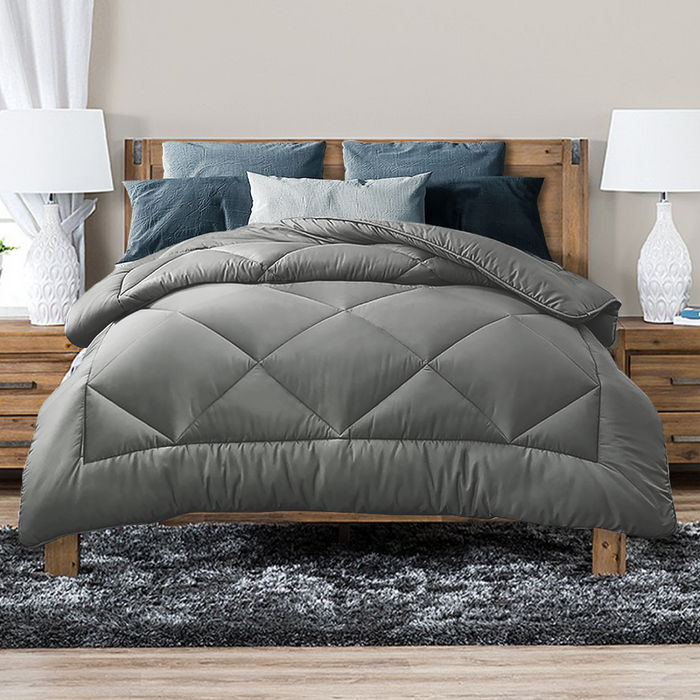 King Single Size Australian Made All Season Grey 400Gsm Bamboo Blend Quilt