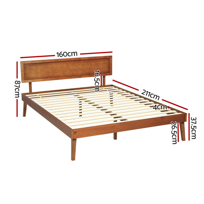 Bed Frame Queen Size Wooden Bed Base Walnut Splay