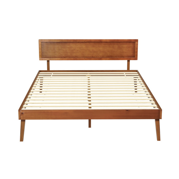 Bed Frame Queen Size Wooden Bed Base Walnut Splay