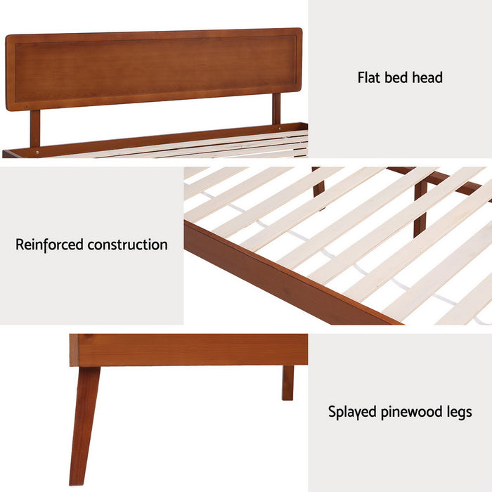 Bed Frame Queen Size Wooden Bed Base Walnut Splay