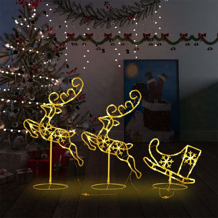 Acrylic Christmas Flying Reindeer&sleigh 260x21x87cm Warm