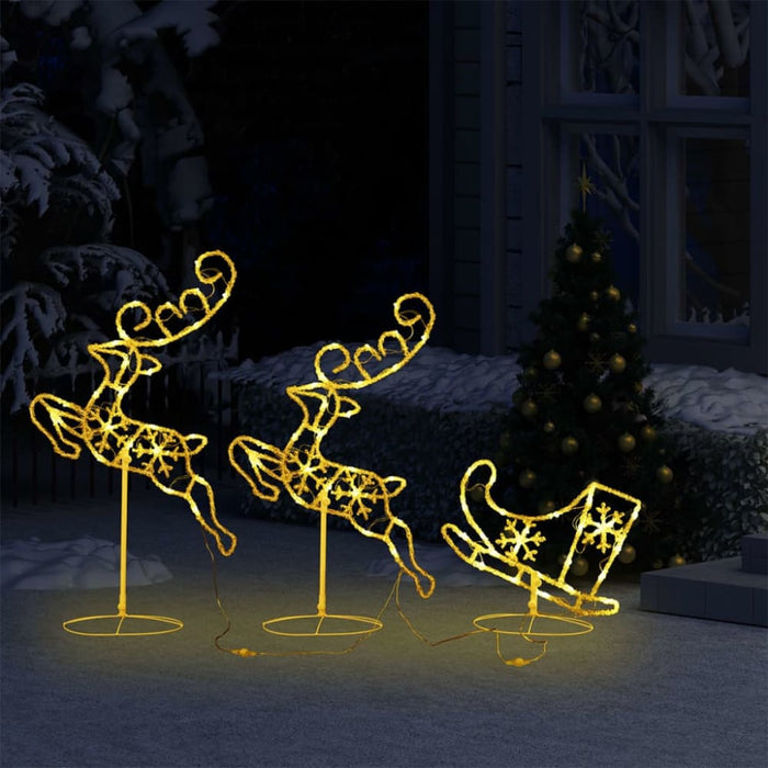 Acrylic Christmas Flying Reindeer&sleigh 260x21x87cm Warm