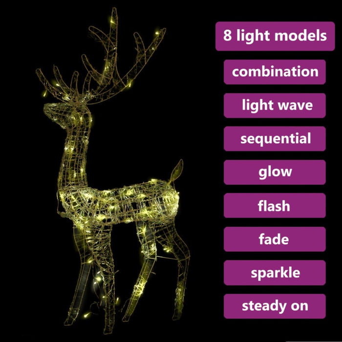 Acrylic Reindeer Christmas Decoration 140 Leds 128cm Warm