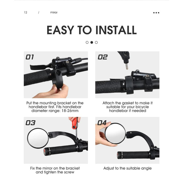 Adjustable Convex Bicycle Rearview Mirror