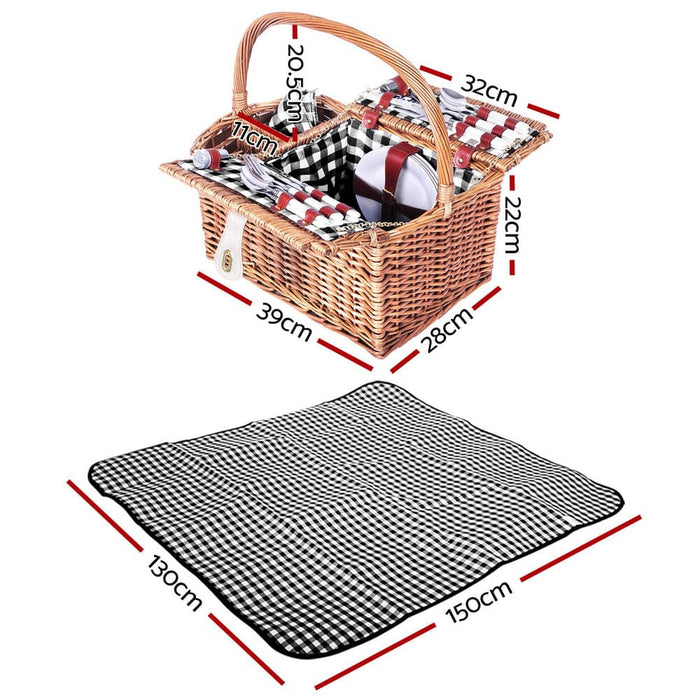 Alfresco Picnic Basket 4 Person Baskets Outdoor Insulated