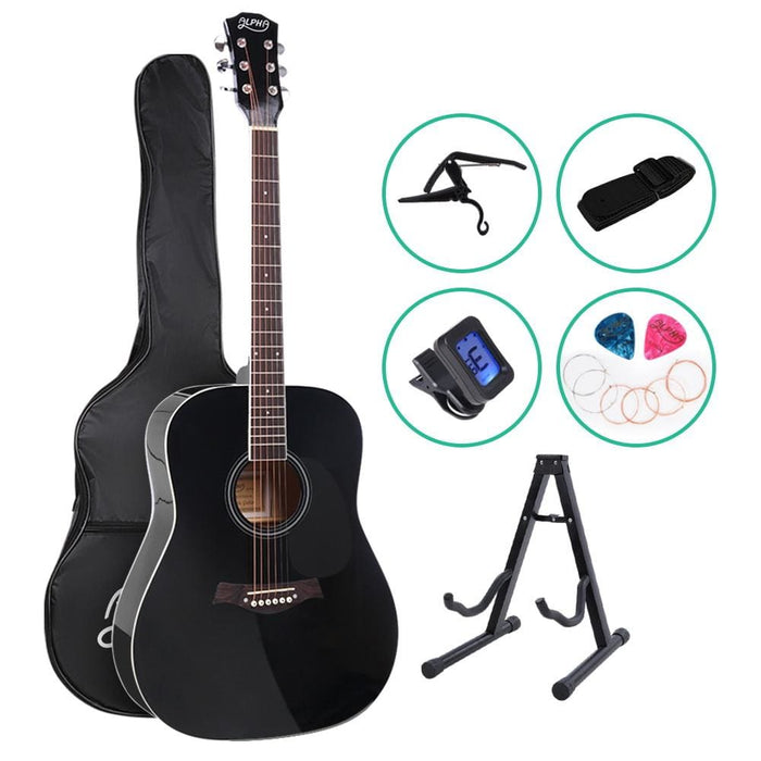 Alpha 41 Inch Wooden Acoustic Guitar with Accessories Set