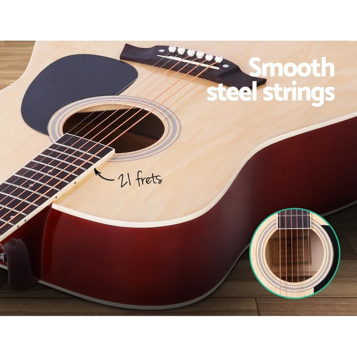 Alpha 41 Inch Wooden Acoustic Guitar Natural Wood