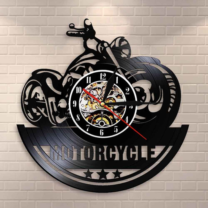 American Classic Motorcycle Wall Art Led Vinyl Record Clock