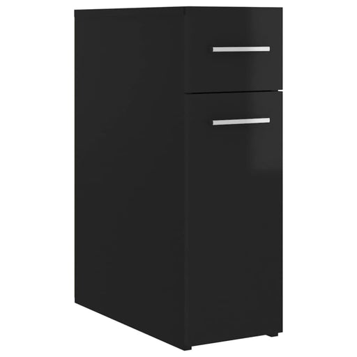 Apothecary Cabinet Glossy Look Black 20x45.5x60 Cm