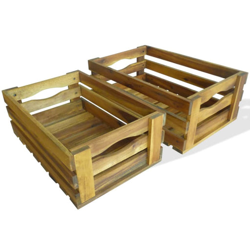 Apple Crate Set 2 Pieces Solid Acacia Wood Atiko