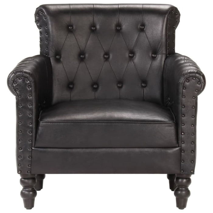 Armchair Black Real Goat Leather Xnnxnn