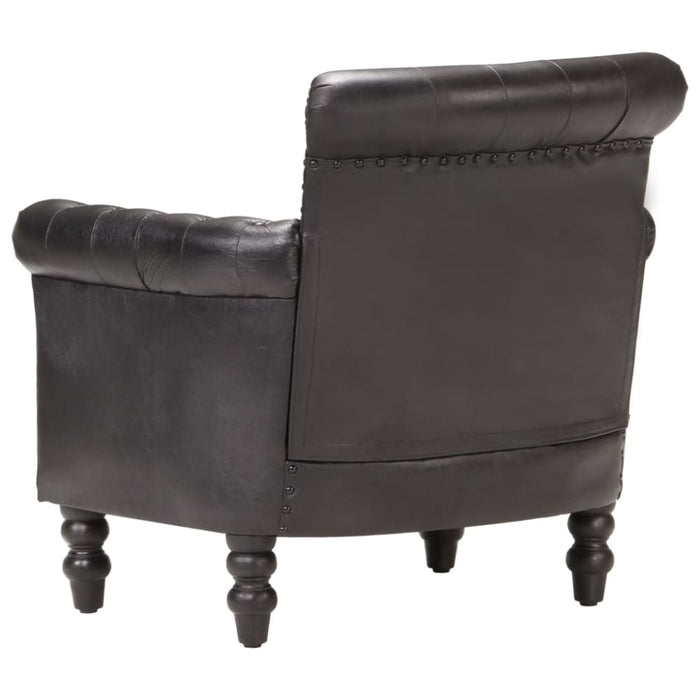 Armchair Black Real Goat Leather Xnnxnn