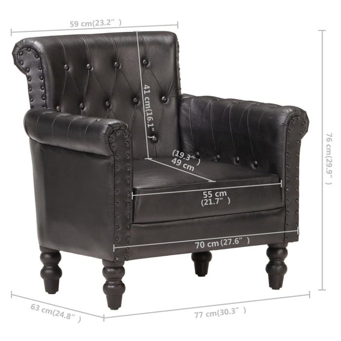 Armchair Black Real Goat Leather Xnnxnn