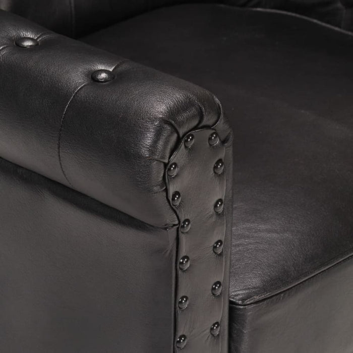 Armchair Black Real Goat Leather Xnnxnn