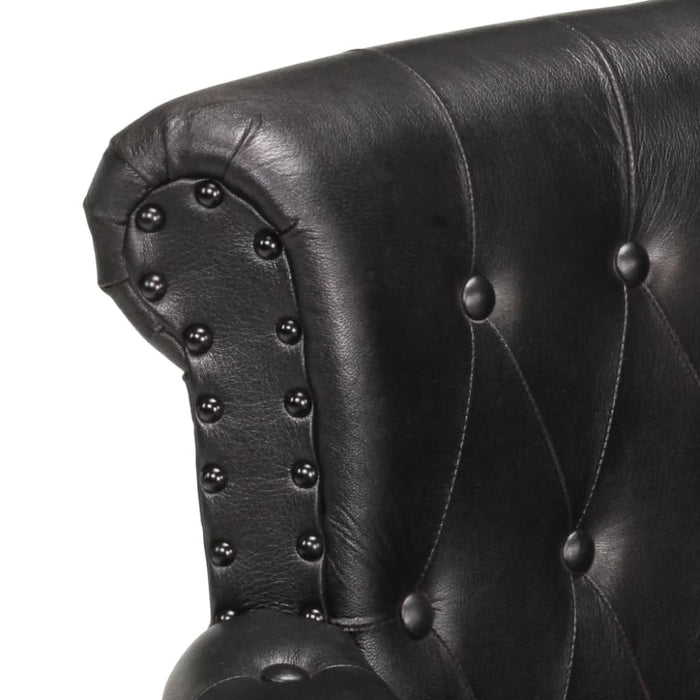 Armchair Black Real Goat Leather Xnnxnn