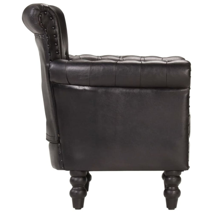 Armchair Black Real Goat Leather Xnnxnn