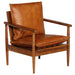 Armchair Brown Real Leather with Acacia Wood Gl8536