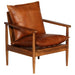 Armchair Brown Real Leather with Acacia Wood Gl8536