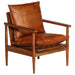 Armchair Brown Real Leather with Acacia Wood Gl8536