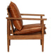 Armchair Brown Real Leather with Acacia Wood Gl8536