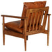 Armchair Brown Real Leather with Acacia Wood Gl8536