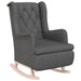 Armchair with Solid Rubber Wood Rocking Legs Dark Grey