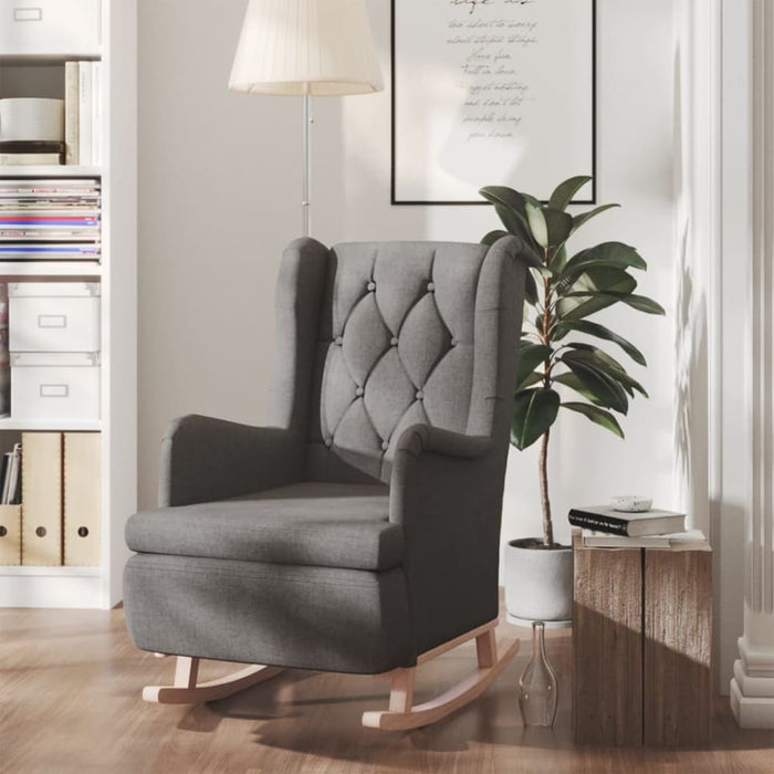 Armchair with Solid Rubber Wood Rocking Legs Dark Grey