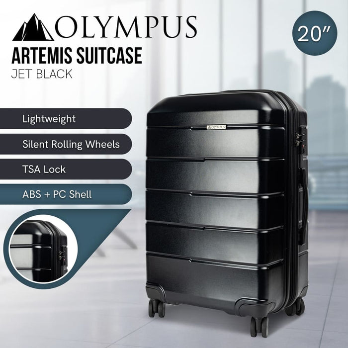Artemis 20in Hard Shell Suitcase Abs + pc Jet Black