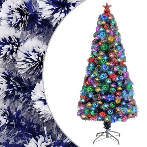 Artificial Christmas Tree With Led White&blue 150 Cm Fibre