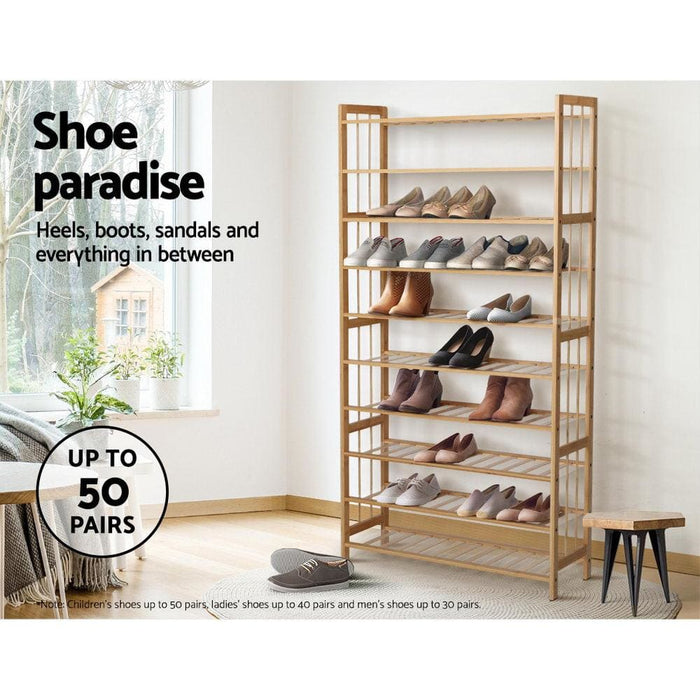 Artiss 10-tier Bamboo Shoe Rack Wooden Shelf Stand Storage