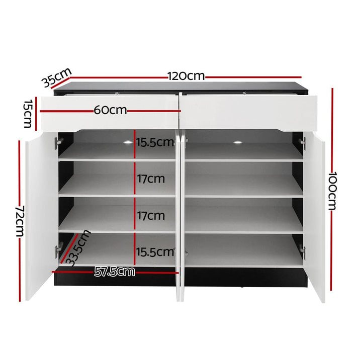 Artiss 120cm Shoe Cabinet Shoes Storage Rack High Gloss