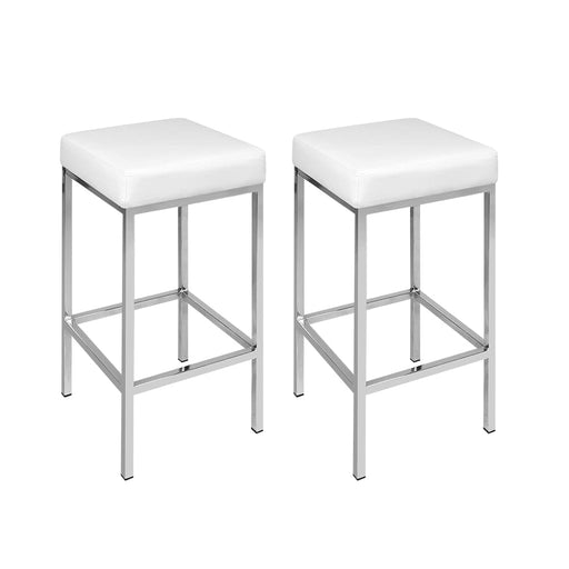 Artiss Set of 2 Pu Leather Backless Bar Stools - White