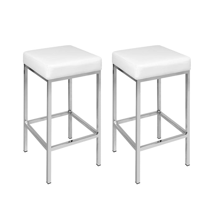 Artiss Set of 2 Pu Leather Backless Bar Stools - White