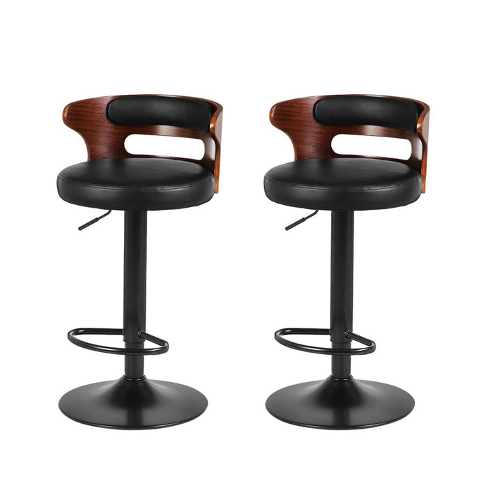 Artiss Set of 2 Bar Stools Kitchen Wooden Gas Lift Pu