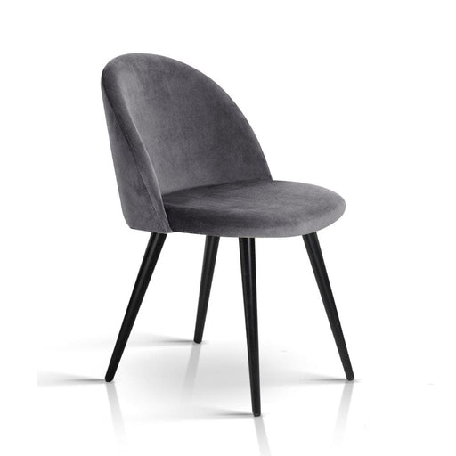 Artiss Set of 2 Velvet Modern Dining Chair - Dark Grey