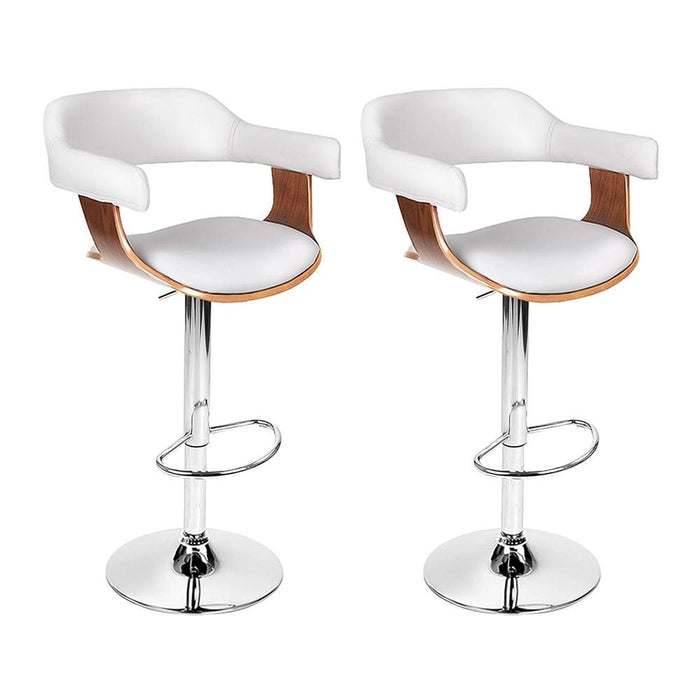 Artiss Set of 2 Wooden Pu Leather Bar Stool - White