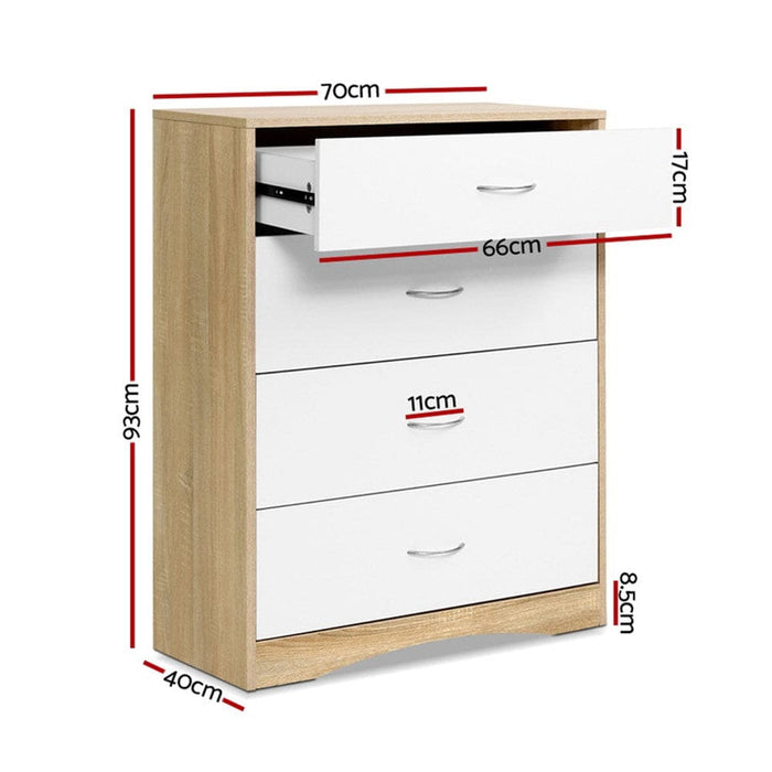 Artiss 4 Chest of Drawers Tallboy Dresser Table Bedroom