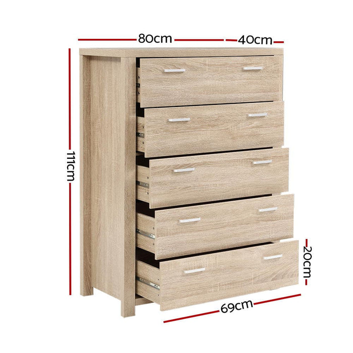Artiss 5 Chest of Drawers Tallboy Dresser Table Bedroom