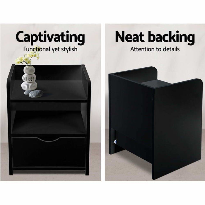 Goslash Picks Artiss Bedside Table Drawer - Black