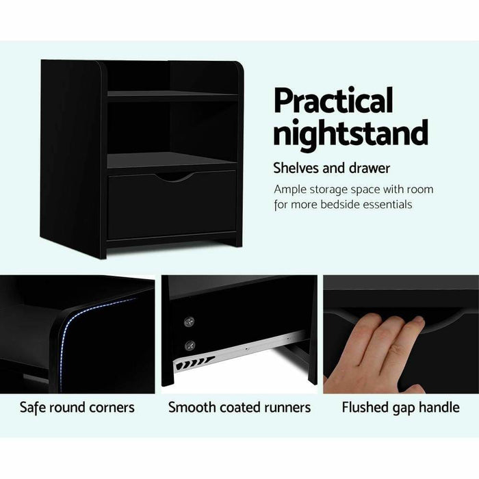 Goslash Picks Artiss Bedside Table Drawer - Black