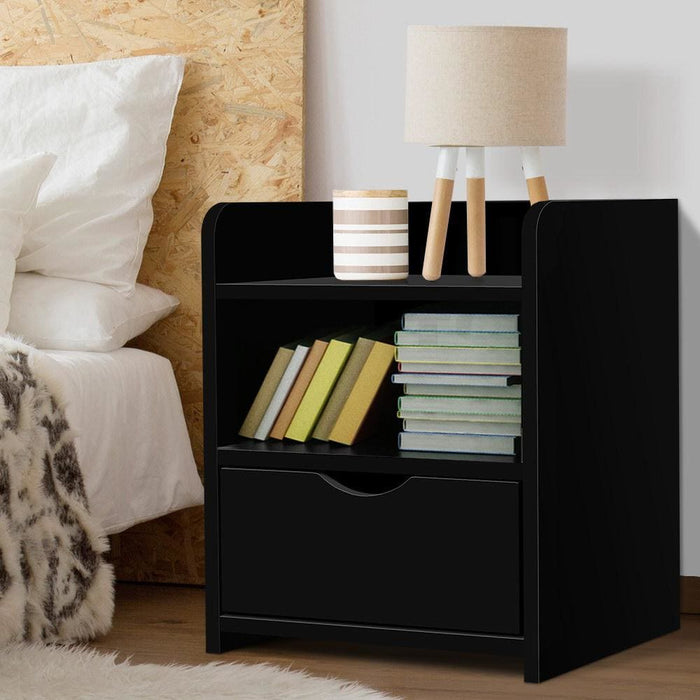 Goslash Picks Artiss Bedside Table Drawer - Black