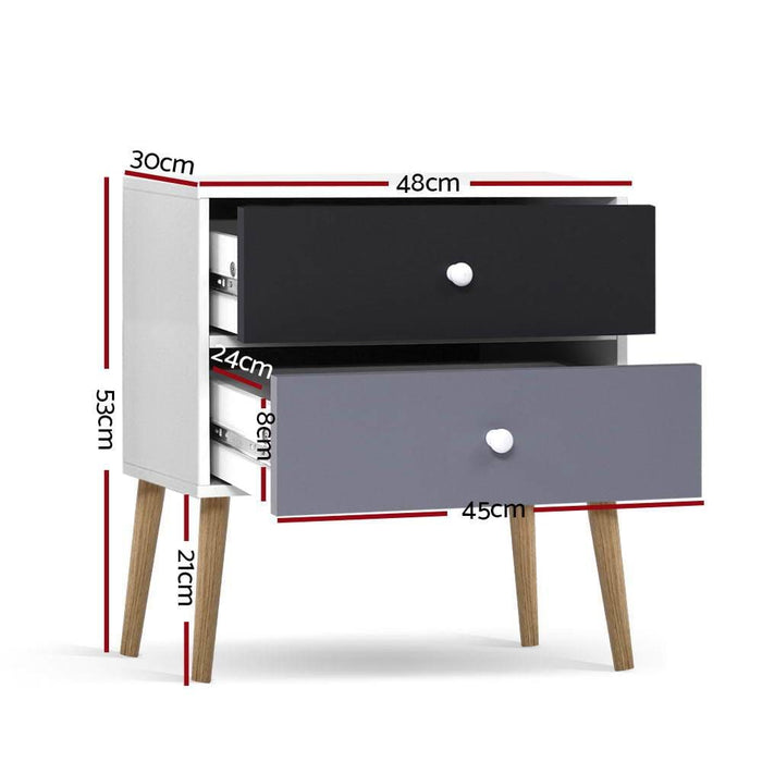 Artiss Bedside Tables Drawers Side Table Nightstand Lamp